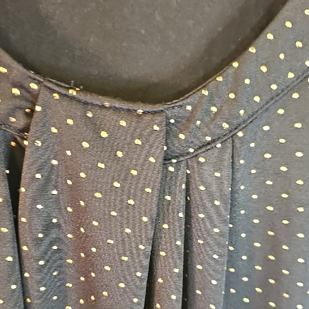 Hearts of Palm Black Blouse with White Dots - Picture 3 of 9